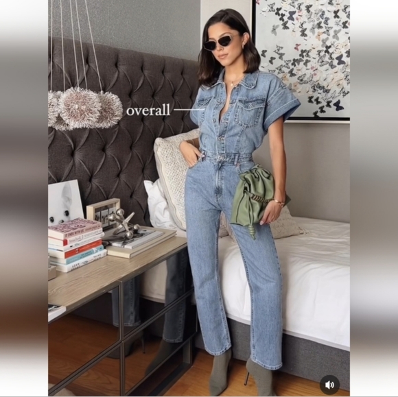 ZARA DENIM JUMPSUIT SHORT SLEEVES LONG PANTS S,M - Picture 1 of 15